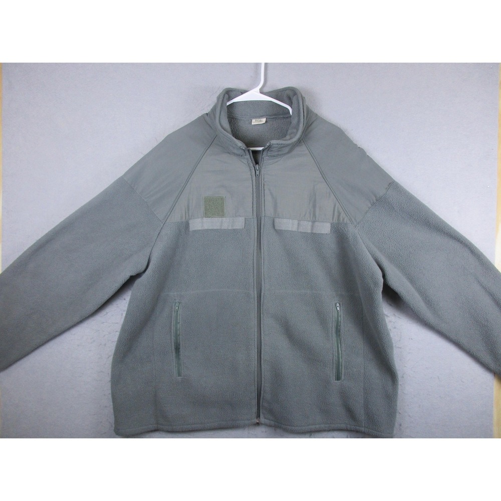 RGBI Jacket Mens Large Gray Fleece Military Tactical Full Zip Pockets Army USA